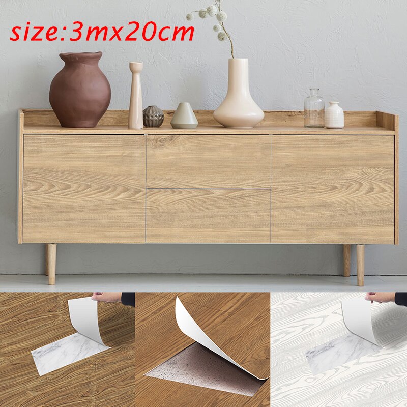 20x300cm Waterproof PVC Vinyl Wood Grain Self Adhesive Wallpaper Kitchen Living Room Wall Floor Stickers