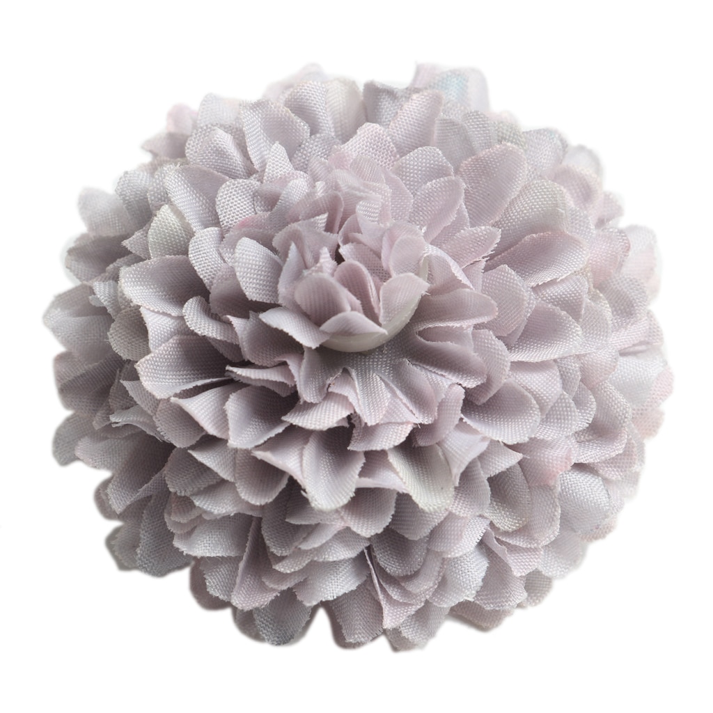 10 stykker silke krysantemum kunstige blomsterhoveder udsmykning til bryllupsdekorationer - grå