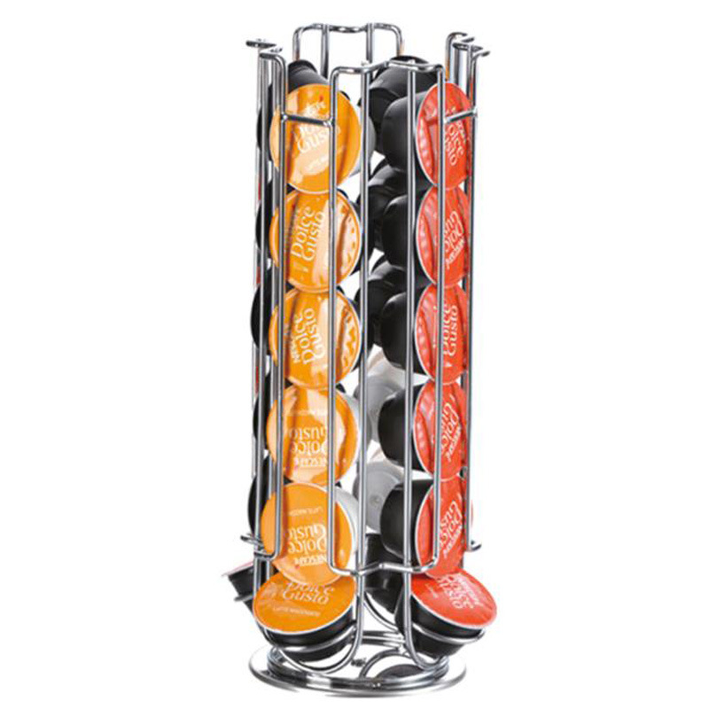 Novo metal vagens de café titular ferro cromado suporte cápsula café rack armazenamento dolce gusto cápsula