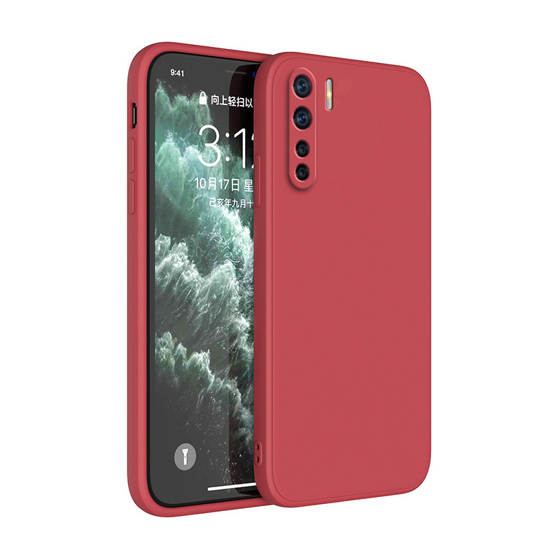 Coque souple originale pour OPPO A91, Protection de caméra, Carcasa carrée en Silicone liquide, luxe, , classique, Funda: Ivoire