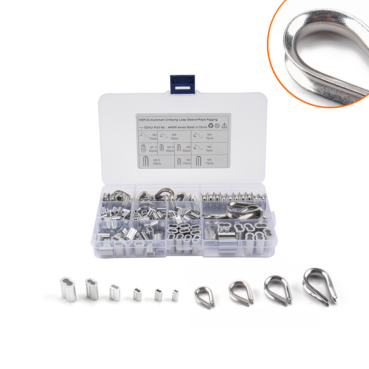 Stainless steel 304 steel wire rope collar, chicken heart ring, triangular ring with 8-shaped aluminum sleeve