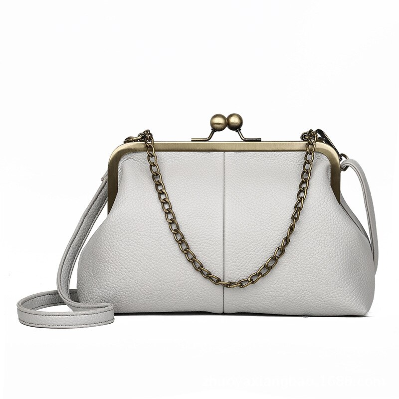 PU Leather Shell Women Bags Iron Clip Handbags Solid Crossbody Bags For Female Big Travel Shopping Bag Bolsa Feminina: light grey Tote