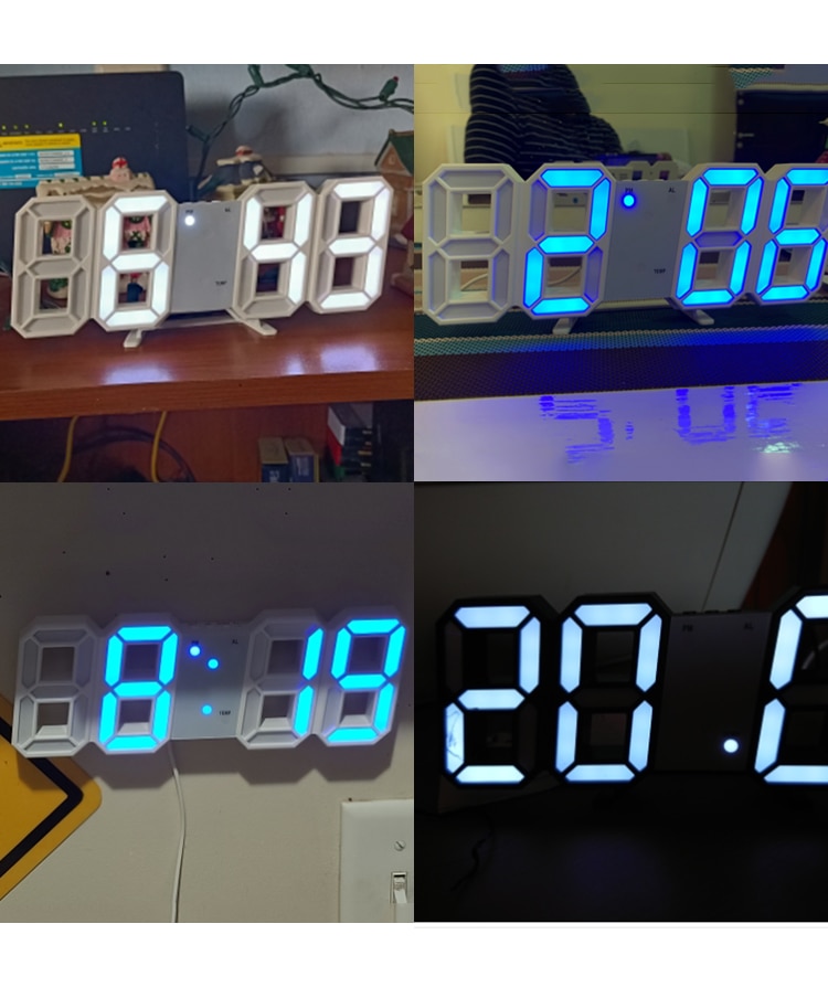 Anpro – Horloge murale numérique 3D LED, grande pendule, table d&#39;affichage, de bureau, alarme de salon, veilleuse, date celsius