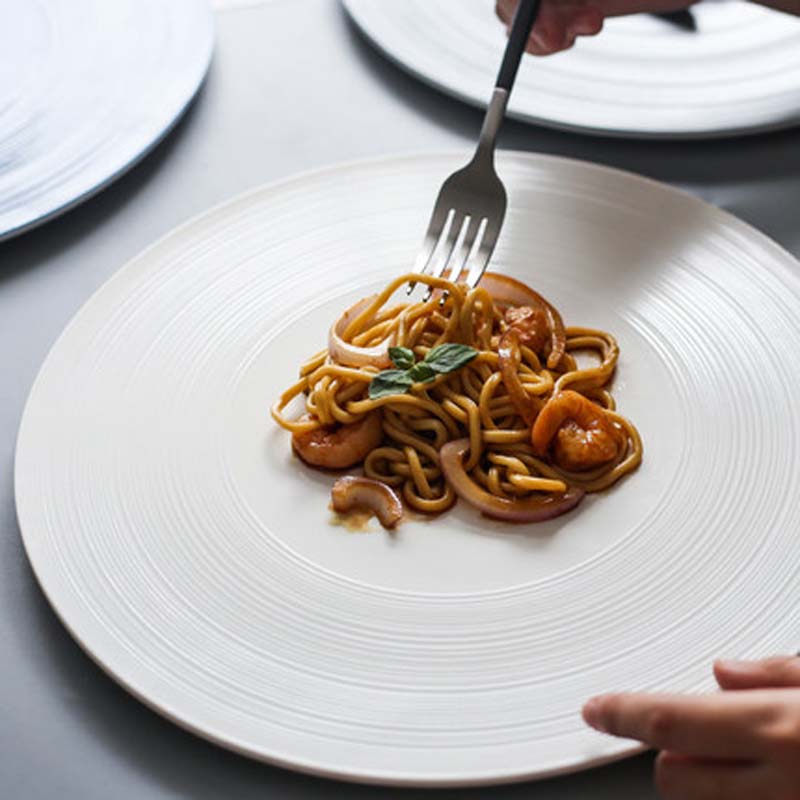 Fancity Nordic Keramische Steak Plaat Platte Schotel Plaat Ronde Westerse Restaurant Plaat Lade Set Plaat Pasta Plaat Creatieve Westerse Pl