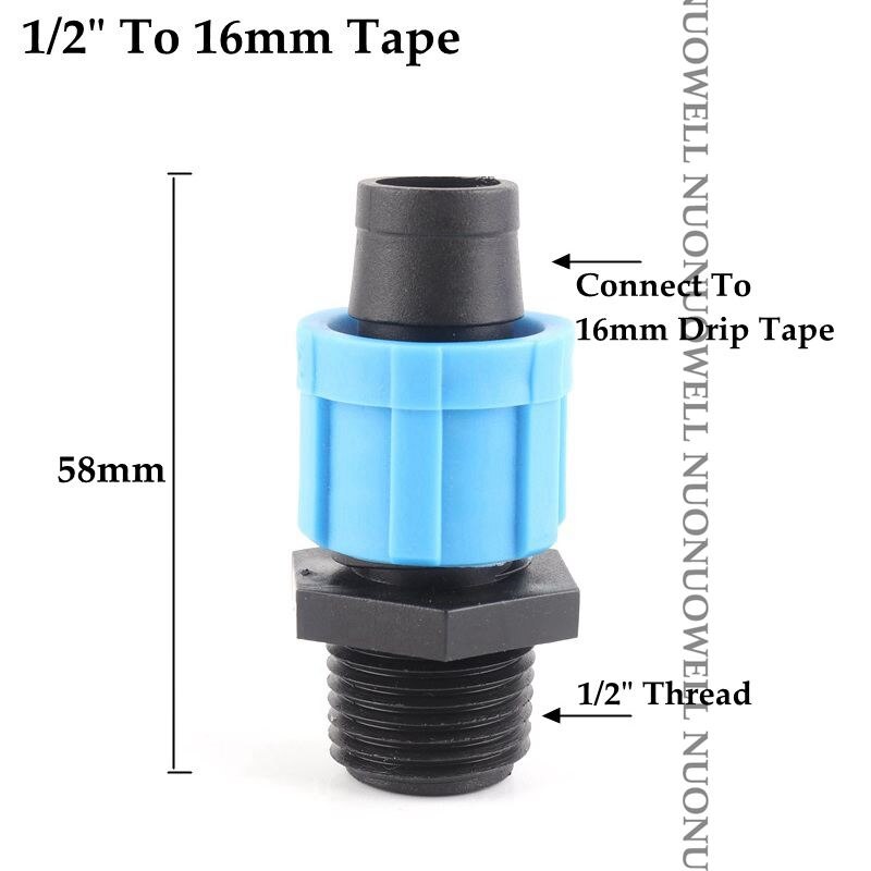 2 stücke 16mm Tropf Irrigaton Schlauch Anschlüsse Tropf Schlauch Armaturen Schloss Mutter Rohr Gelenke Micro Bewässerung System Garten Wasser stecker: 1l2in-16mm