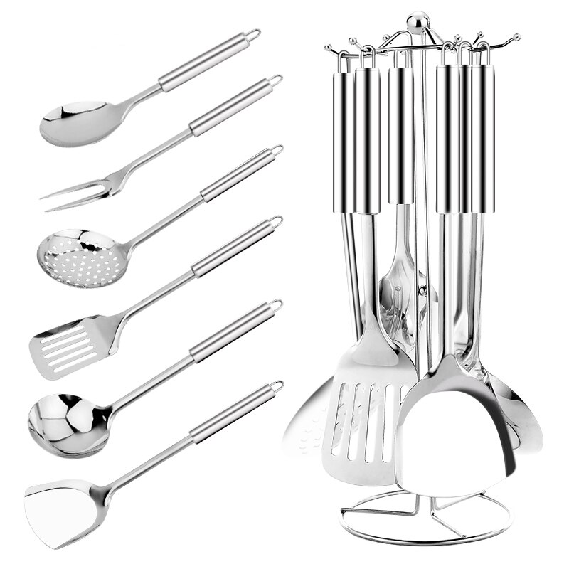 6pcs Stainless steel Cooking Tools Kitchenware Kitchen Tool Cook Utensil Set Soup Spoon Colander Turner Meat Fork Leak Shovel