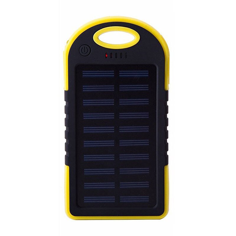 Solar Power Bank Draagbare Solar Panel Dual Usb Batterij Oplader Opladen Led Batterij Oplader Voor Iphone5 6 7 8 X: Geel