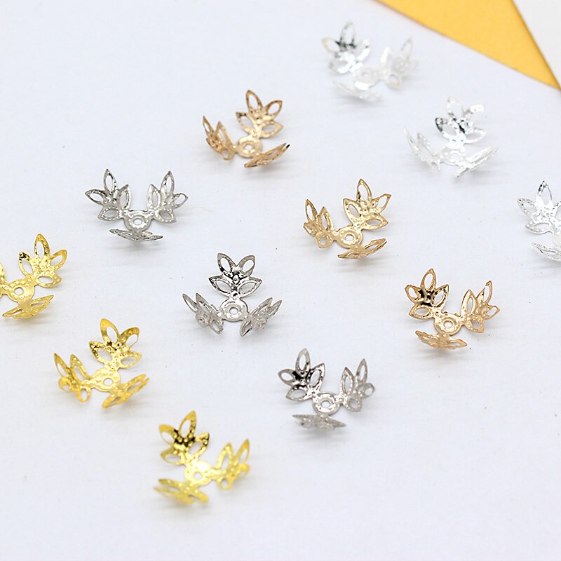 100P 16Mm Filigraan Bloem Metalen Kralen Spacer Kralen Kralen Cap End Caps Voor Parel Kralen Armband Ketting Sieraden maken Bevindingen