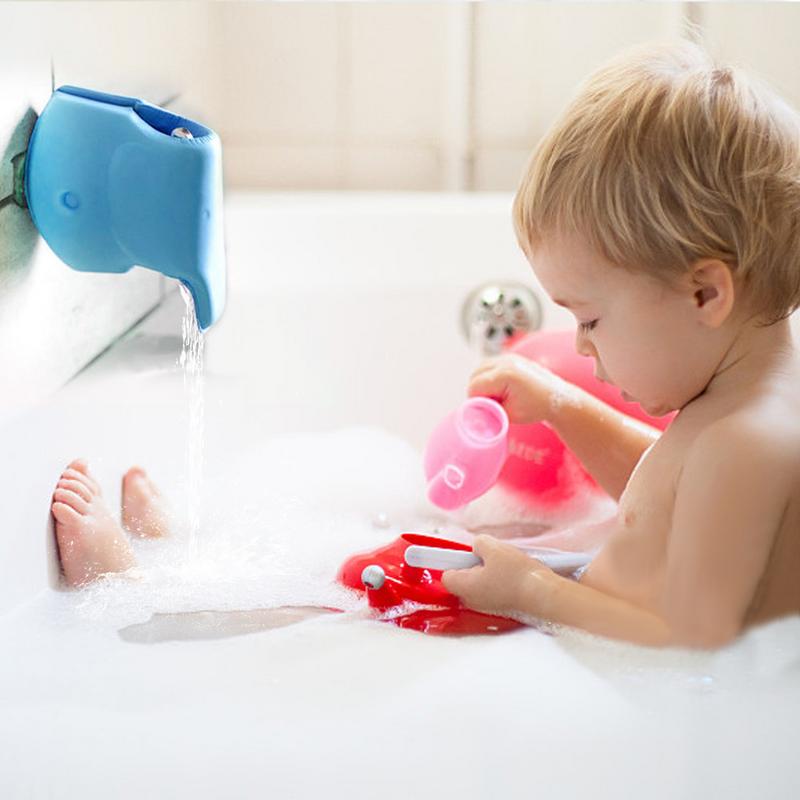 Vandhane sikkerhedsdæksel baby badetudtræk fortryllet barn badeværelse sikkerhed vandhane dæksel småbørn elefant form badekar betræk: Blå