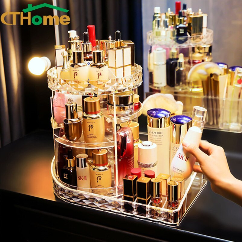 Acryl Transparante Cosmetica Opbergdoos 360 Graden Rotatie Mode Afneembare Make Up Schoonheid Lade Organizer Lipstick Houder