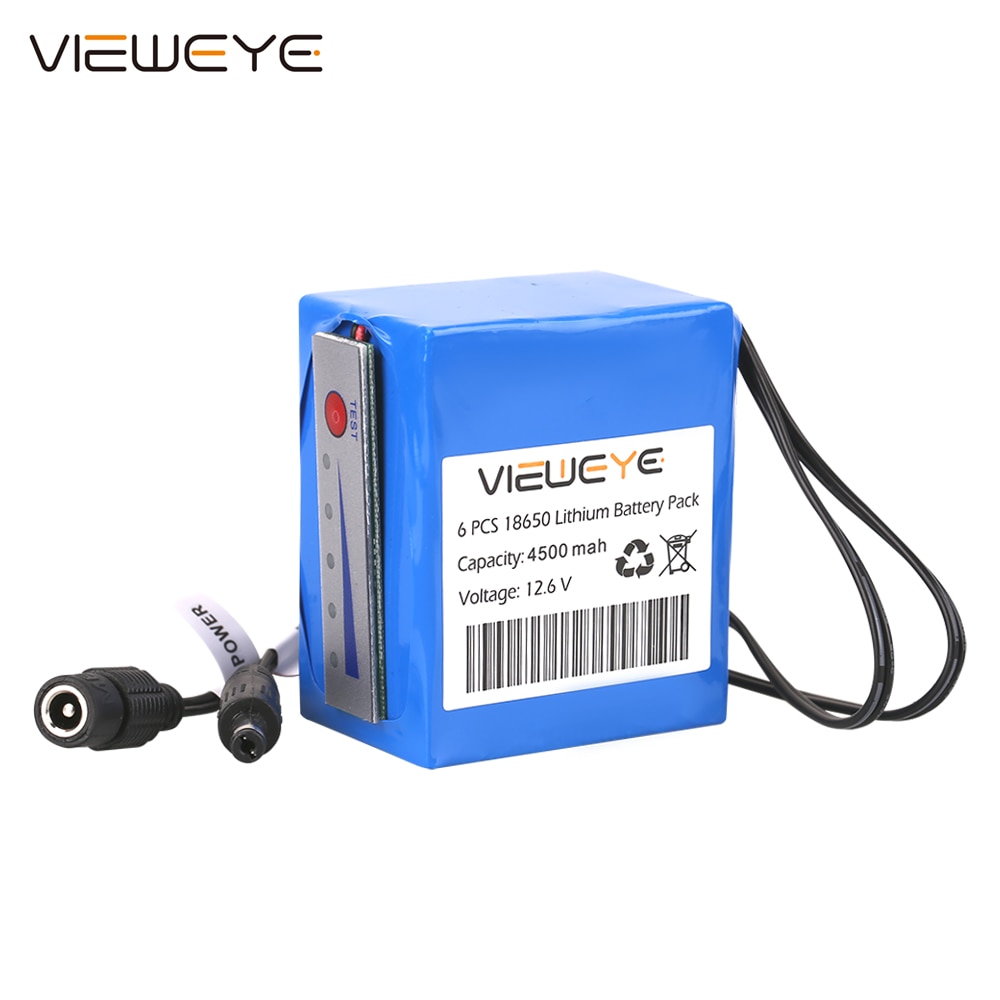 ViewEye Original 12V 4500mAh/6400mAh Indicator Lithium Battery pack for Fish Finder Underwater Fishing Video Camera