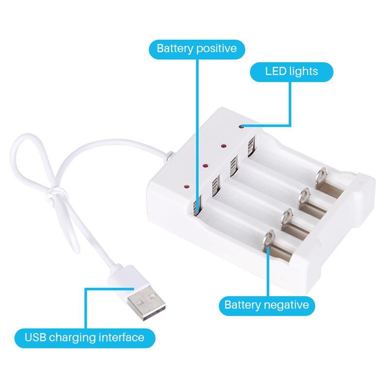 USB 4 Slots Fast Charging Battery Charger Short Circuit Protection AAA and AA Rechargeable Battery Station (Without battery)
