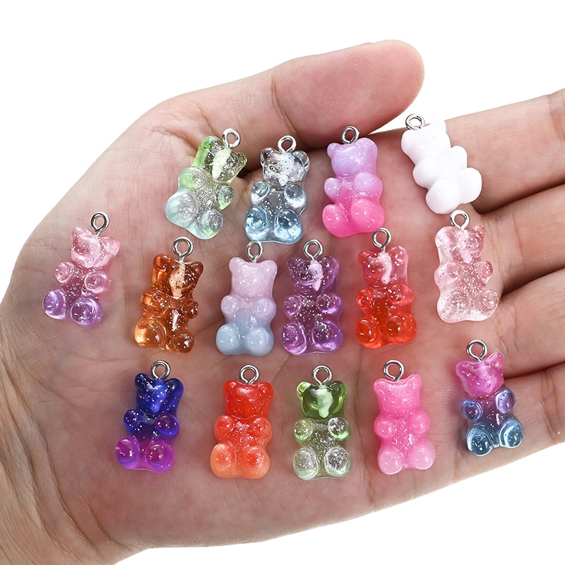 10 Stck Süssigkeit Bär Nette Harz Reize DIY Patch Erkenntnisse Gummy Ohrringe Keychain Halskette Anhänger Schmuck Dekor Zubehör: Ursprünglich Titel