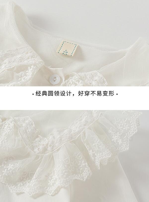 Camisa blanca de manga larga para niñas, blusa de algodón con cuello de encaje para chicas adolescentes, ropa para niños de 6, 8, 10, 12 y 14 años