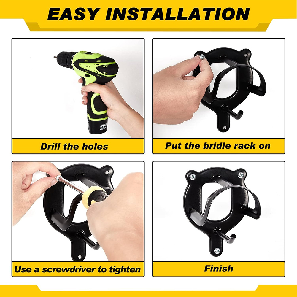 Estante para bridas de caballos, ganchos para bridas de Metal con tubos y tornillos, colgador de almacenamiento para aparejos de caballos, soporte para bridas para suministros de granero de caballos