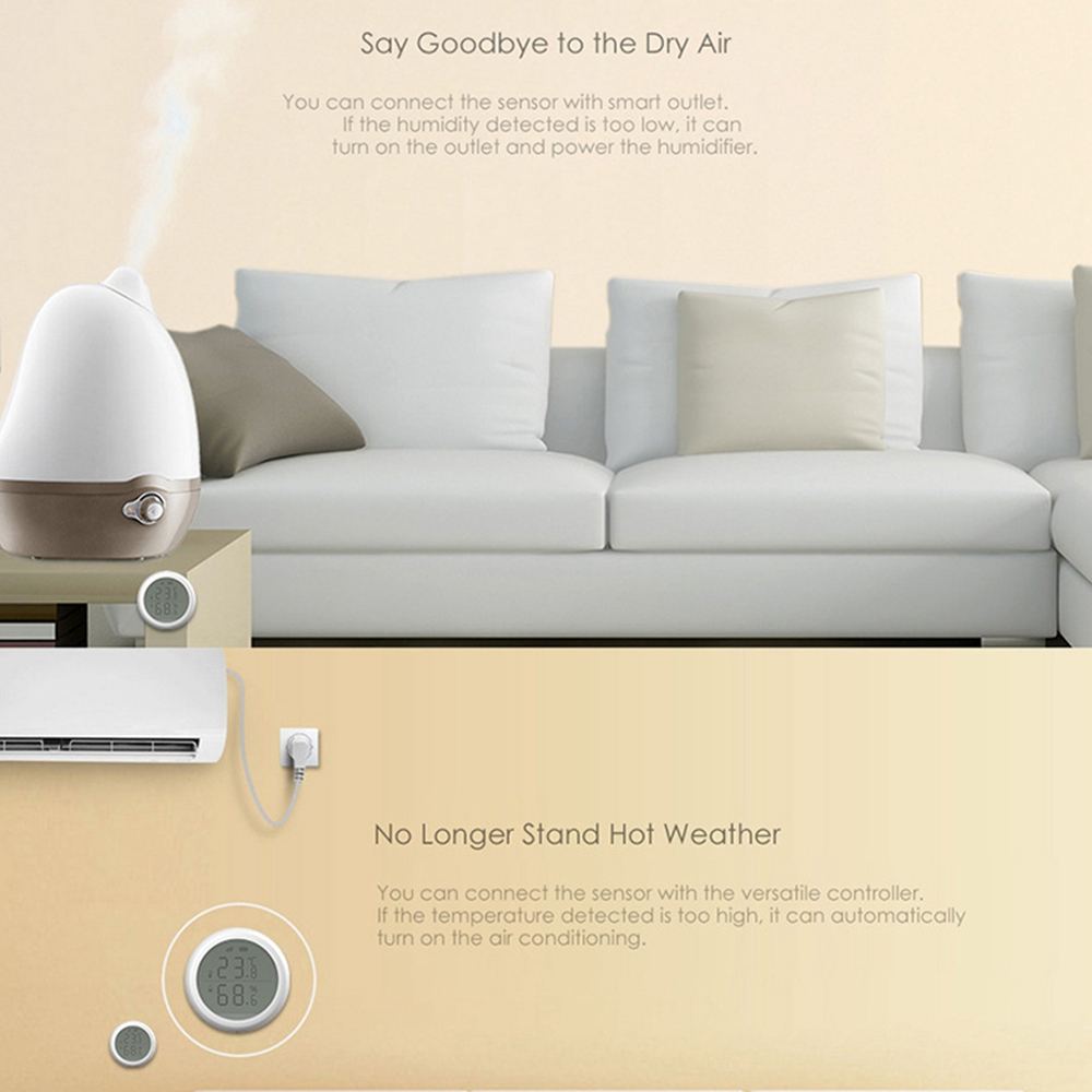 Newest Zigbee-Smart Home Wifi Wireless Temperture Heat Detector App Control Smart Home Thermometer Temperature Humidity Sensor