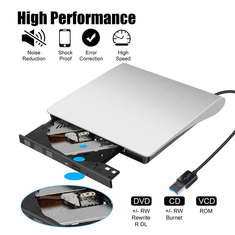 Esterno portatile DVD Drive USB 3.0 External Slim DVD RW CD Writer Burner Reader Lettore Unità Ottica Per Il Computer Portatile PC Dvd
