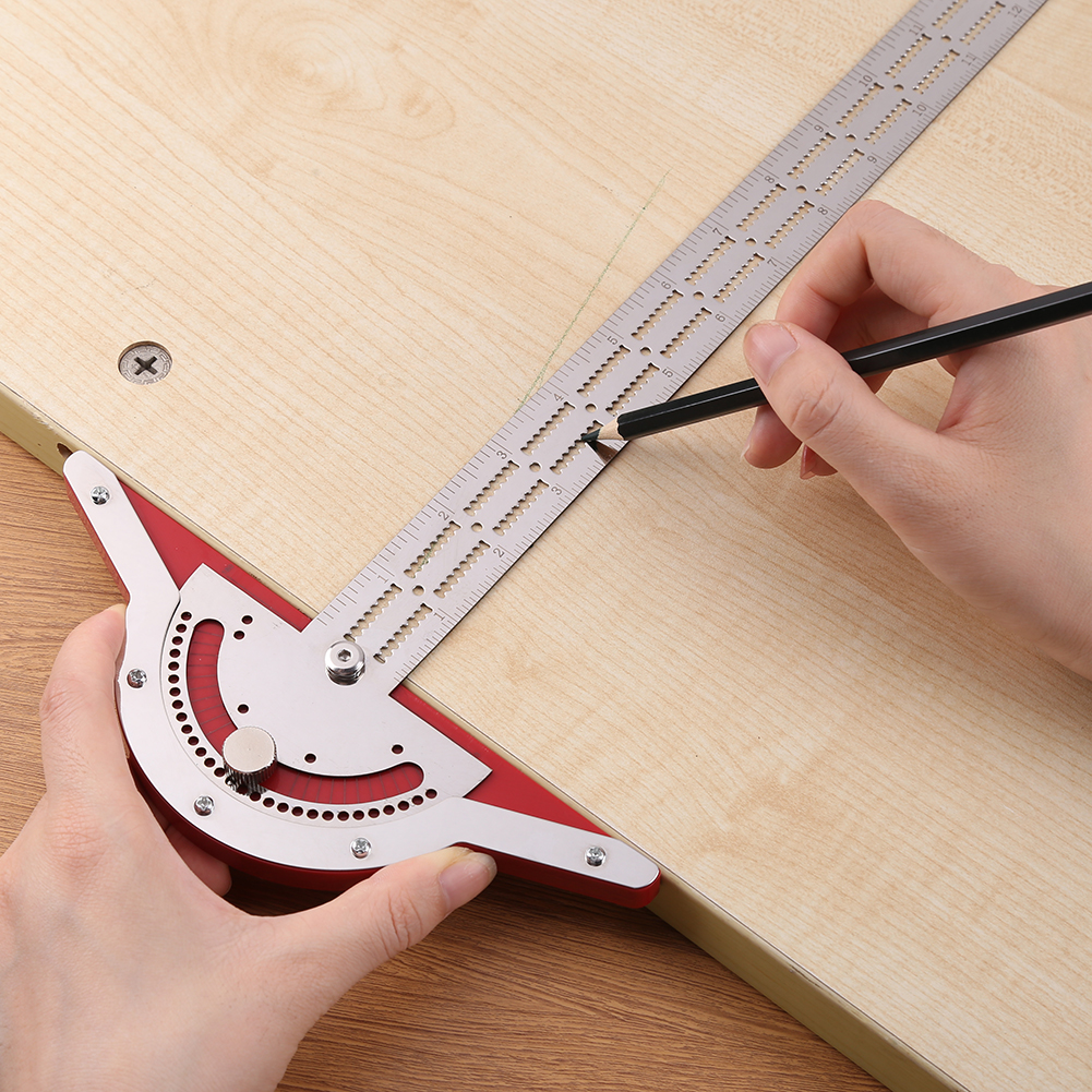 Stainless Steel Woodworkers Edge Rule Efficient Protractor Edge Ruler Measuring Angle Ruler Protractor Woodworking Tools
