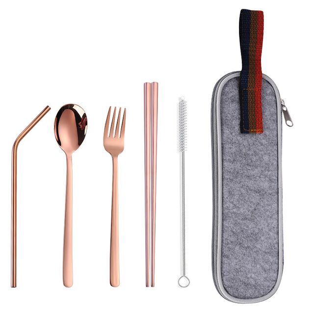 4 stuks eetstokjes lepel vork met doos servies sets 304 roestvrij staal draagbare reis bestek set servies keukenbenodigdheden kopen vanaf een prijs van 4.6