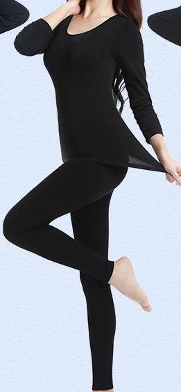 Spring Lady Thermal Underwear Thin Seamless Integrated Shapewear Home Furnishing Service Long Johns: Black