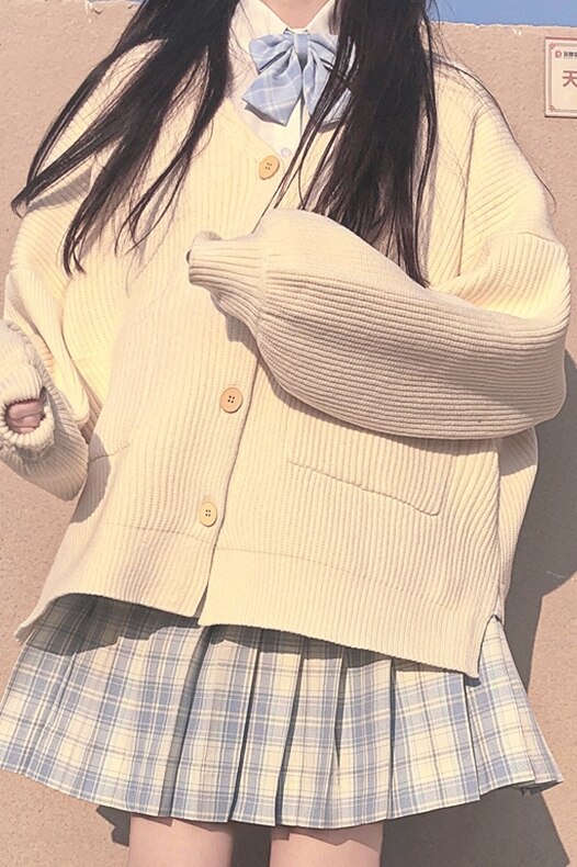 JK Uniform Autumn Suit Female College Style Long-Sleeved Shirt Loose Knitwear Women's Skirt japanese school uniform