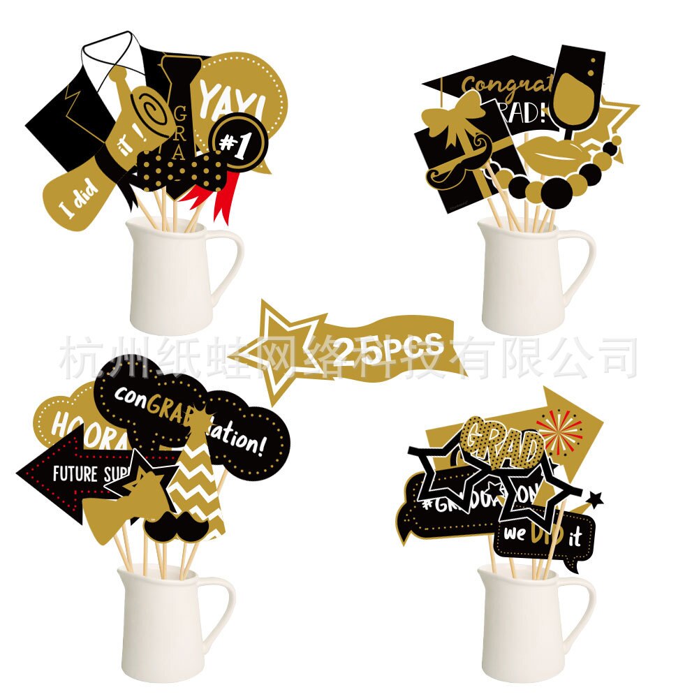 Hand-Held Graduation Season Photographic Prop 24 PCs Party Decoration Scene Decorative Supplies