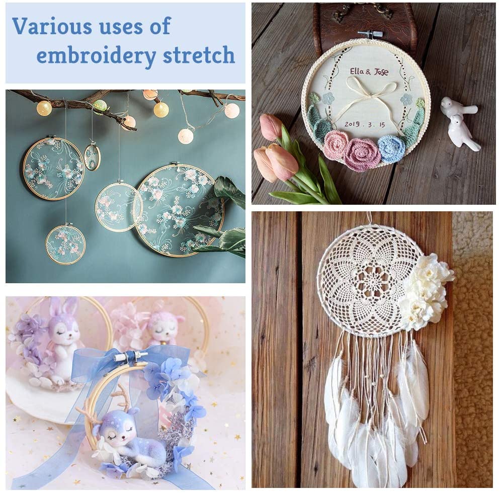 LMDZ Cross Embroidery Hoop Set, 6 Pcs Stitch Hoops, Cross Stitch Circle, Embroidery Circle with 3 Sizes Sewing Needles, Thimble