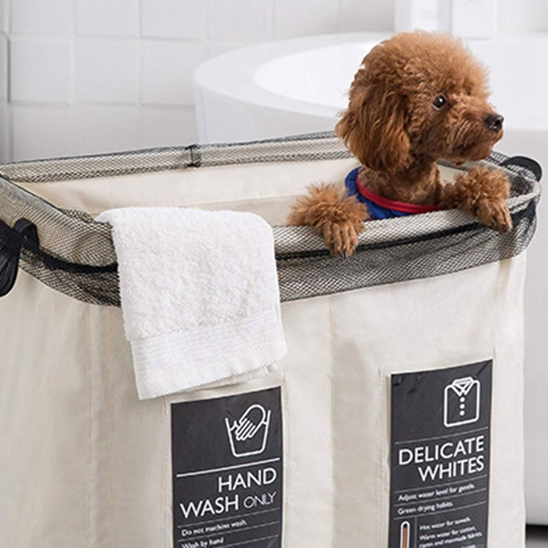 Opvouwbare opbergmand met wielen, wasmand met wieltjes, opvouwbare grote wasmand, wasmand voor vuile was, waszak voor organisatie