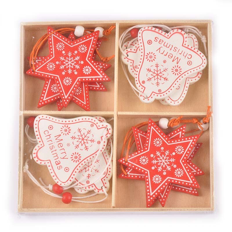 12 stück weihnachtsmann-engel-Stern-holzbastelarbeiten weihnachtsbaum-hängeornamente holzanhänger diy weihnachtsfeier heimdekoration  c2729: 7