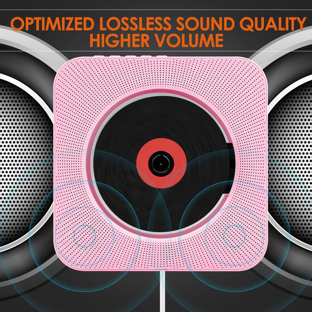 BEESCLOVER Wall Mountable CD Player HiFi Speakers Portable Bluetooth Music Player with Remote Control FM Radio r57