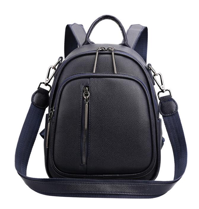 Chuwanglin Casual Rugzak Vrouwelijke Lederen Vrouwen Rugzak Grote Capaciteit Schooltas Voor Meisjes Leisure Schoudertassen A501105: 2-blue