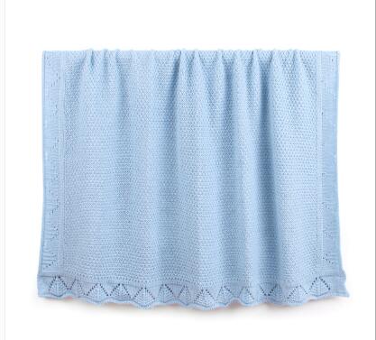 Baby tæppe strikket nyfødt swaddle wrap tæpper super blødt barn spædbarn sengetøj dyne til seng sofa kurv klapvogn tæpper: 82 w 392 lyseblå