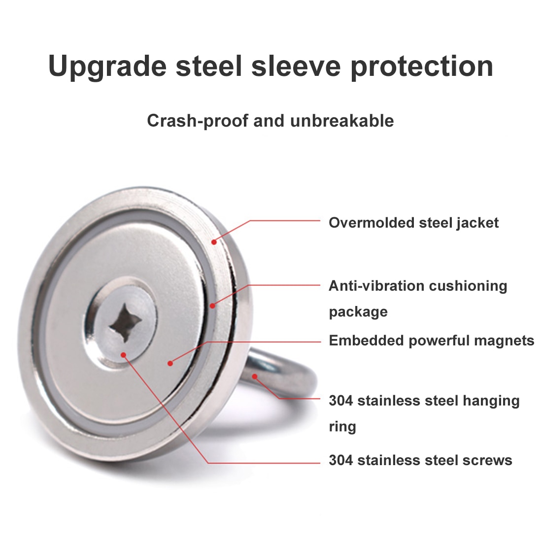 Round neodymium magnet pot fishing magnet neodymium super powerful magnetic hook sea fishing magnet viewfinder Pull ring tool