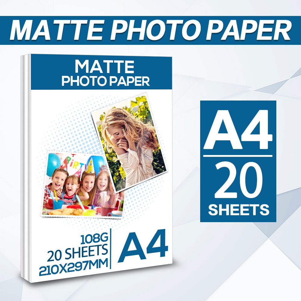 A4 20 fogli di carta fotografica di qualità 180g 210mm X 297mm carta fotografica lucida per tutte le stampanti a getto d'inchiostro carta da stampa carta lucida 4R: Matte photo paper