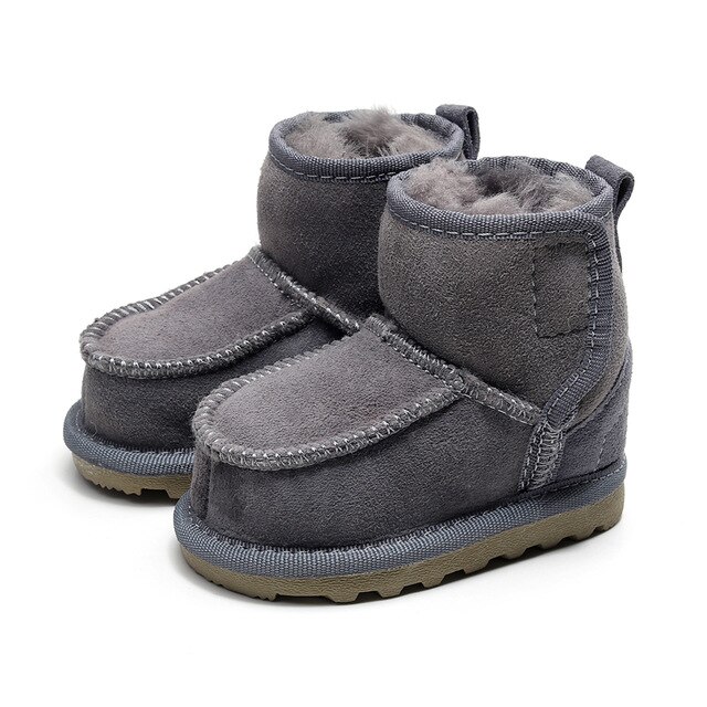 Geanuine Leder Australien Schuhe Baby Schnee Stiefel für jungen und mädchen freundlicher Schnee Stiefel Schaffell Echtpelz Schuhe freundlicher neue: grau / 8