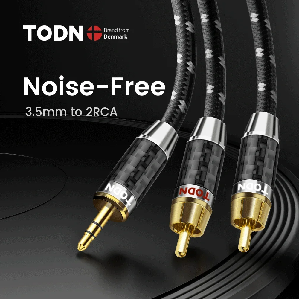 Todn rca-kabel hifi stereo 3.5mm to 2 rca lydkabel aux rca-stik 3.5 y splitter til forstærkere lyd hjemmebiografkabel rca