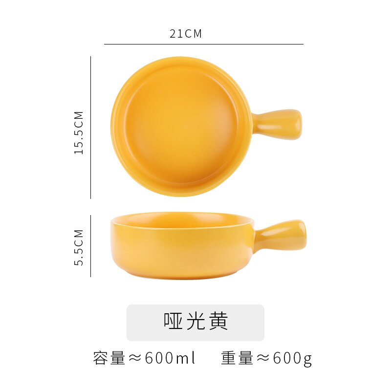 Ustensiles de cuisine bol à poignée en porcelaine bol pour étudiants vaisselle pour enfants saladier simple bol à pâtisserie en céramique: Jaune