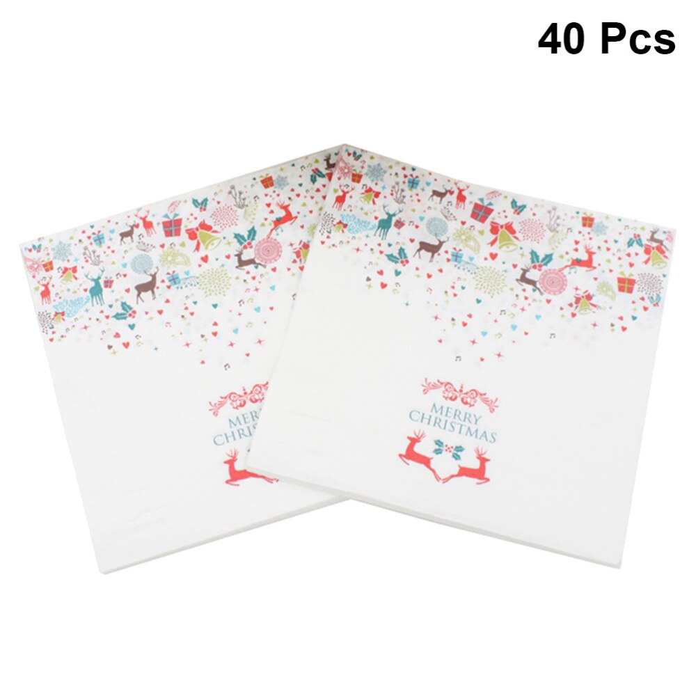 40 Stuks Kleurrijke Gedrukt Servetten Kerst Decoratieve Tissue Diner Papieren Handdoek Feestartikelen