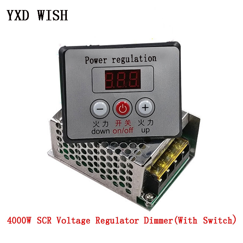 4000W 220 V Ac Scr Voltage Regulator Dimmer Elektrische Motor Speed Controller 220 V Elektronische Regulator Dimmers + Digitale meter