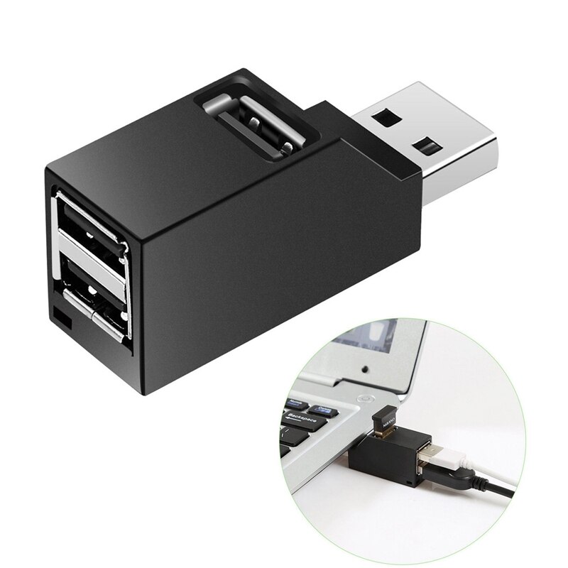 2 st 3- port usb hub mini usb 3.0 höghastighets hub distribuerarbox för pc bärbar dator u disk mobiltelefon kortläsare