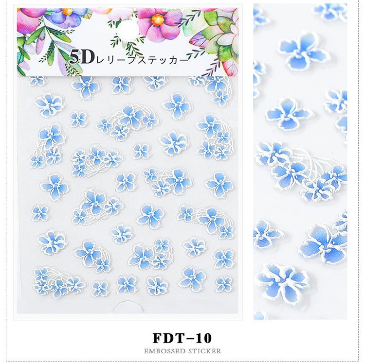 1pc 3D acrylique gravé fleur ongle autocollant en relief dentelle fleur mignon chat eau décalcomanies ongle eau toboggan décalcomanies 5D bricolage: 10