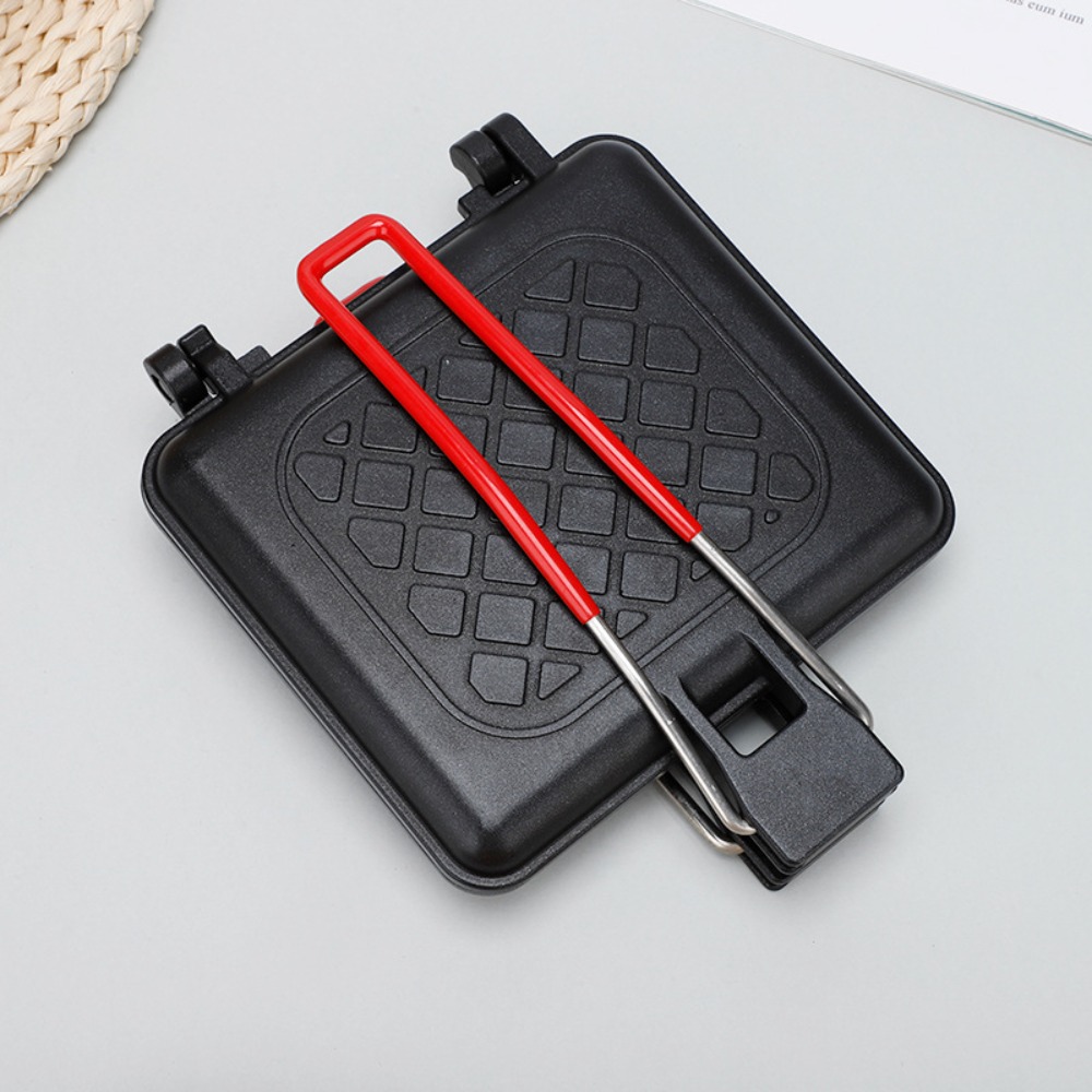 Double-Sided Outdoor Folding Sandwich Grill Pan Heat-resistant Non-Stick Sandwich Maker Detachable Bread Heating Pan Pancake
