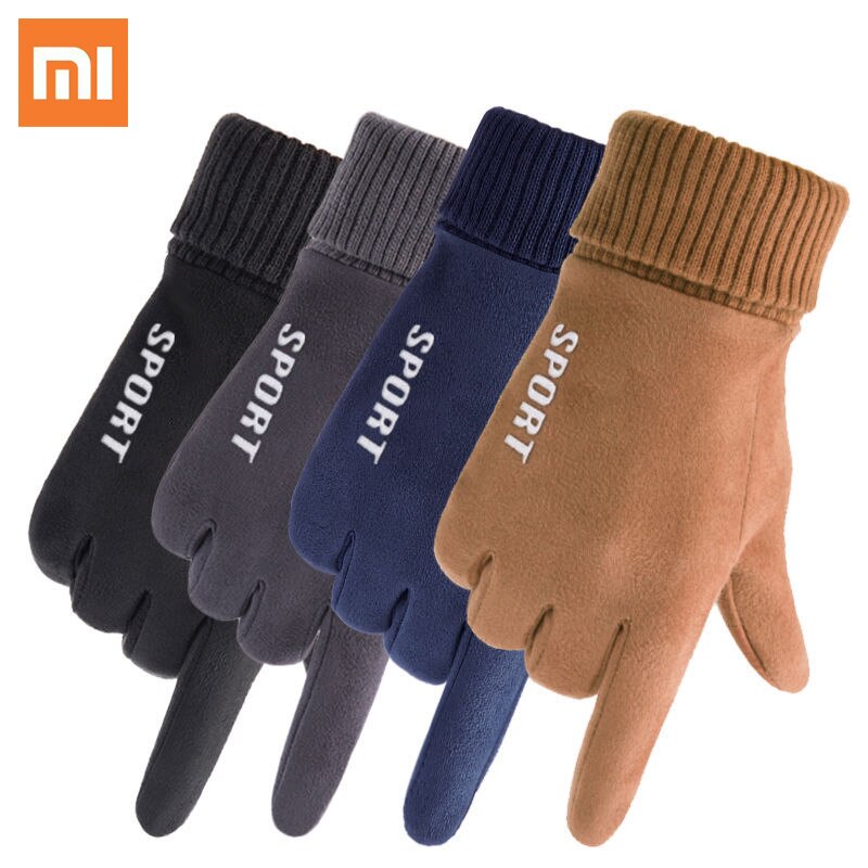 Xiaomi Winter Warm Full Finger Gloves Men Women Touch Screen Gloves Outdoor Sports Skiing Gloves Non-slip Suede Cycling Gloves