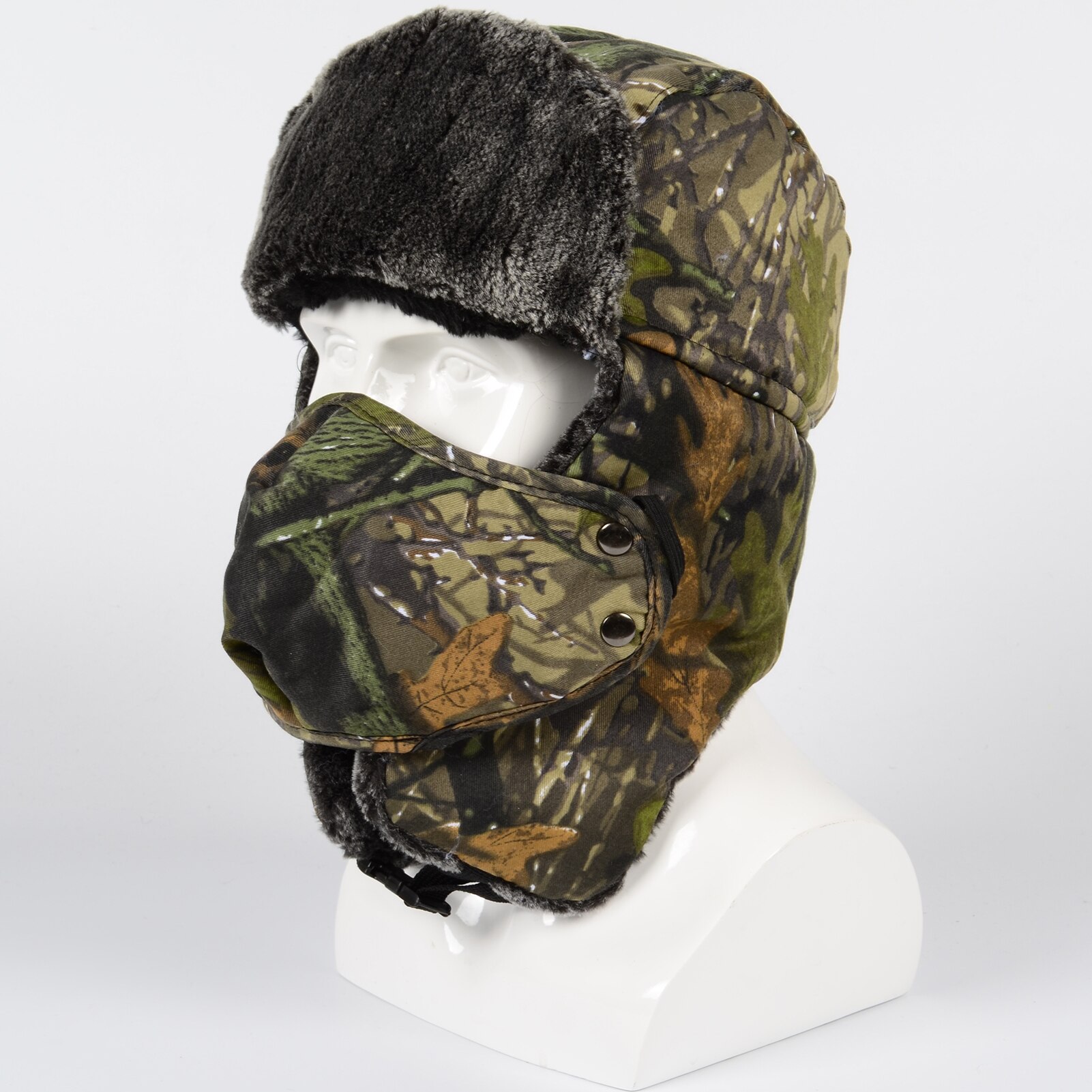 Unisex vinterhætte øreklap fortykket fleeceforing aftageligt ansigtsdæksel udendørs vindtætte hatte