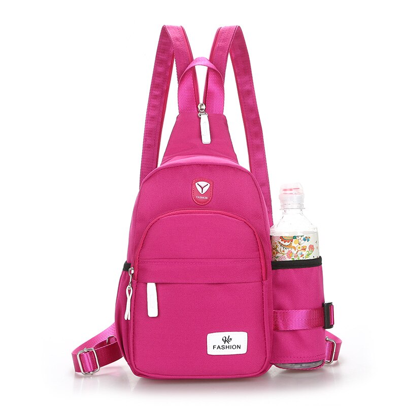 Vrouwen Mode Rugzakken Canvas Tas Outdoor Sport Schouders Bag: Hot Pink