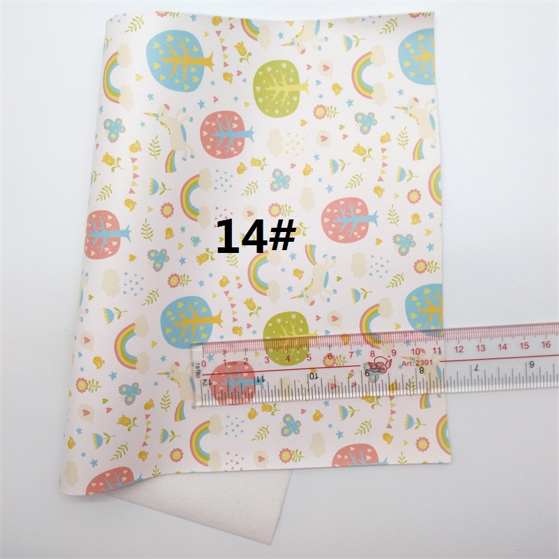 Unicorn Printed Synthetic Leather Faux Fabric Sheets Felt Backing Leather Sheets For Accessories Bows 21X29CM GM2167A: 14