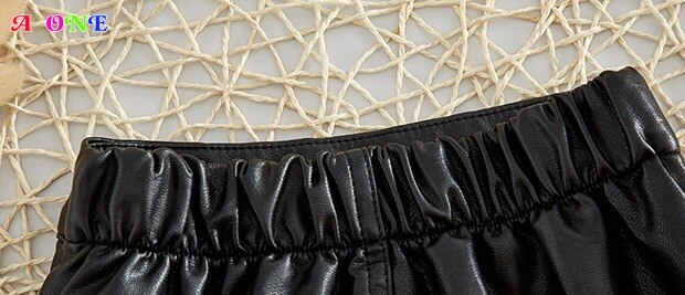 Falda de cuero para niña, falda de PU para niña pequeña, bolsa de aire exterior, Falda corta de cuero a la cadera de 2 a 14 años, para primavera y otoño