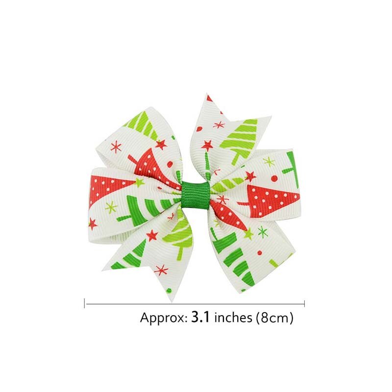 12 stks/partij 3 "Zwaluwstaart Grosgrain Bloemen Lint Bows met Clip Kinderen Meisjes Organza Hair Bows Voor Kerst Dag Haar accessoires