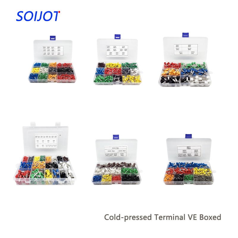 1 box electric wire and cable wiring crimp terminals connector cold pressed pre-insulated sleeve tube terminal box set