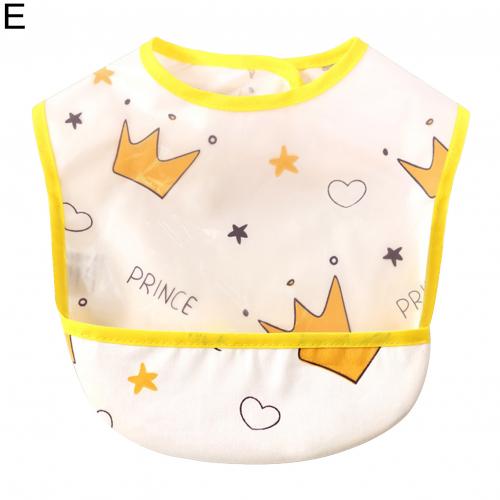 Tablier à manches longues pour enfants, dessin d&#39;alimentation, décolleté réglable, imperméable, doux, attrape-nourriture, bavoirs: E
